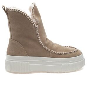 NWT J/Slides Women's Taupe Ely Suede & Faux Fur Ankle Boots 8.5 New in Box